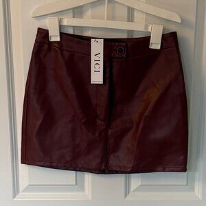 Vici "Step out" faux leather mini skirt, Burgundy, size S, never worn